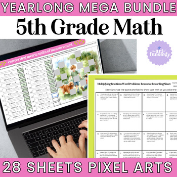 Preview of 5th Grade Math Google Sheet Pixel Art GROWING Bundle