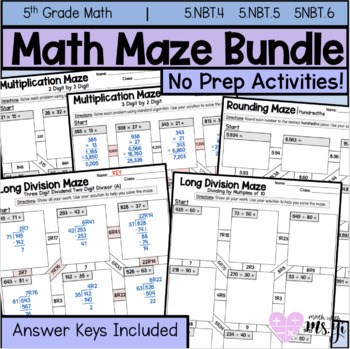 Preview of 5th Grade Math Maze Bundle