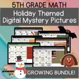 5th Grade Math HOLIDAY Mystery Pictures ☆ No Prep Digital 