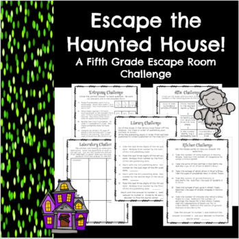 Preview of 5th Grade Math Halloween Escape Room Challenge