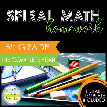 Preview of 5th Grade Math Homework COMPLETE YEAR BUNDLE Spiral Review