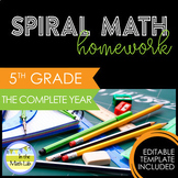 5th Grade Math Homework COMPLETE YEAR BUNDLE Spiral Review
