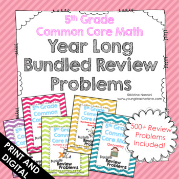 Preview of 5th Grade Math Homework - Fifth Grade Spiral Review - Printable Worksheets