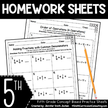 homework sheets for math