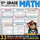 5th Grade Math Homework Spiral Review Math Worksheets Pack