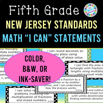 Preview of 5th Grade Math I Can Statements | New Jersey Student Learning Standards