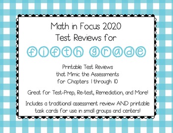 Preview of 5th Grade Math In Focus 2020 ALL Chapter Test Reviews (Print)