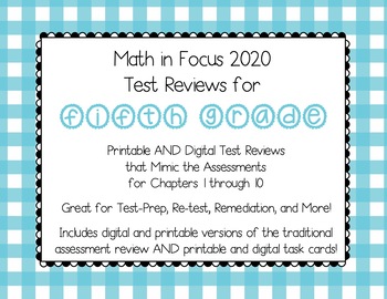 Preview of 5th Grade Math In Focus 2020 ALL Chapter Test Reviews (Print AND Digital)