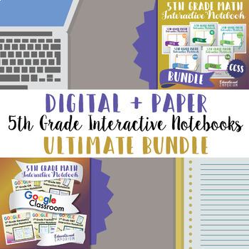 Preview of 5th Grade Math Interactive Notebook ⭐ Digital and Paper ⭐ Google and PDF Formats