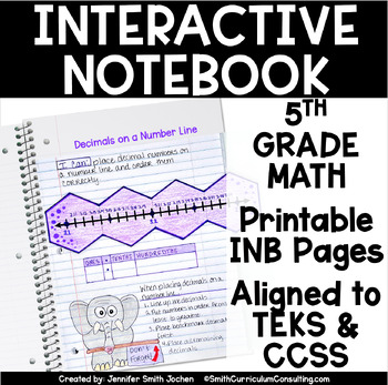 Preview of 5th Grade Math Interactive Notebook Full Year TEKS CCSS Printable