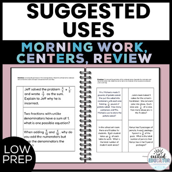 5the Grade Math Interactive Notebook: NF Common Core Standards | TpT