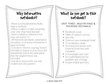 Th Grade Math Interactive Notebook Unit By Mrs Camps Campground