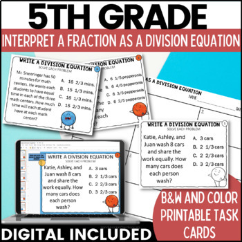 Preview of 5th Grade Math Interpret Fraction as Division Equation Print & Digital Resource