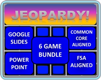 Preview of 5th Grade Math Jeopardy BUNDLE 6 games for ALL standards!  GOOGLE SLIDES AND PPT