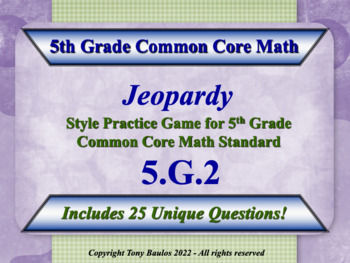 Preview of 5.G.2 5th Grade Math Jeopardy Game - Geometry Coordinate Plane w/ Google Slides