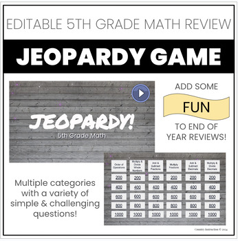 5th Grade Math Jeopardy Review EDITABLE by Country Instruction | TPT