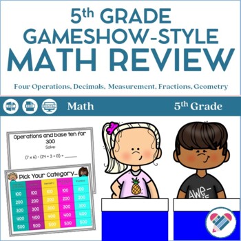 Preview of 5th Grade Math Jeopardy-Style Review Game PRINT AND DIGITAL