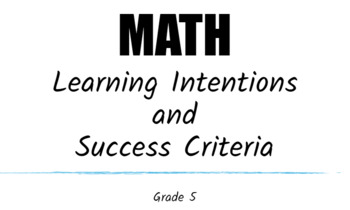Preview of 5th Grade Math Learning Intentions and Success Criteria