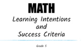 5th Grade Math Learning Intentions and Success Criteria