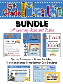 Preview of 5th Grade Math Leveled Assessment BUNDLE for Differentiation Marzano Scales