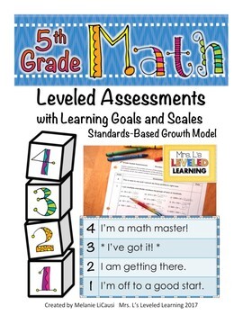 Preview of 5th Grade Math Leveled Assessment for Differentiation - Growth Mindset FREE