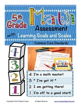 Preview of 5th Grade Math Leveled Assessment for Differentiation Marzano Proficiency Scales