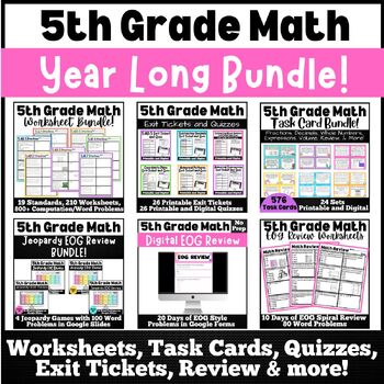 Preview of 5th Grade Math Word Problems MEGA BUNDLE! Year Long Resource, All Standards!