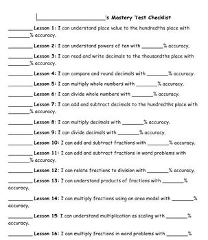 Preview of 5th Grade Math Mastery Quizzes