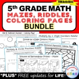 Preview of 5th Grade Math Mazes, Riddles & Color by Number Bundle: end of year