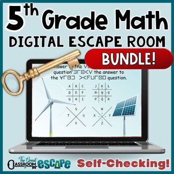 Preview of 5th Grade Math Digital Escape Room Mega Bundle Engaging Math Activities & Games