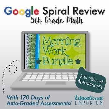 Preview of 5th Grade Math Morning Work Google Forms ⭐ AUTO-GRADED Digital Spiral Review