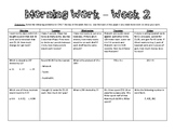 5th Grade Math Morning Work - Week 2