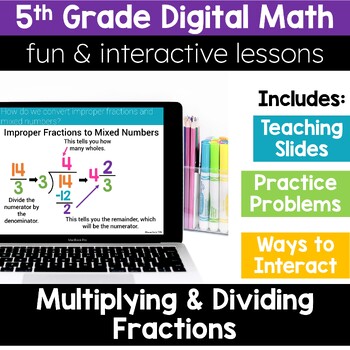 Preview of 5th Grade Math Multiply Divide Fractions 5.NF.3-5.NF.7 Digital Math Activities