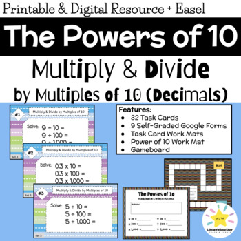 Preview of 5th Grade Math: Multiply and Divide Decimals by 10, 100, 1000 (Powers of 10)