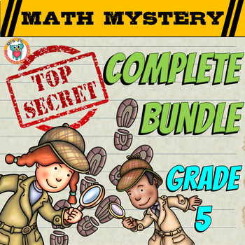 Preview of 5th Grade Math Mystery Game COMPLETE Bundle - Math Review Activities End of Year