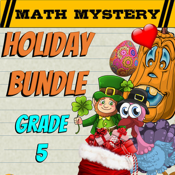Preview of 5th Grade Math Mystery Holiday Bundle: Fun Math Review Activities End of Year