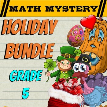 Preview of 5th Grade Math Mystery Holiday Bundle: Fun Math Review Activities