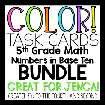 Preview of 5th Grade Math *NBT BUNDLE* COLOR! Task Cards OVER 350 Problems! (Jenga)