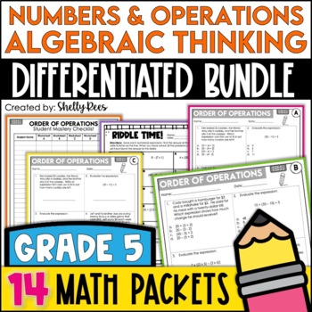 Preview of 5th Grade Math Review Worksheets NBT and OA Bundle