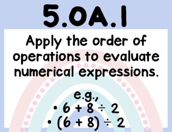 Preview of 5th Grade Math Next Gen. Standards- Rainbow