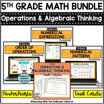 Preview of 5th Grade Math Operations & Algebraic Thinking PowerPoint Lessons & Task Cards