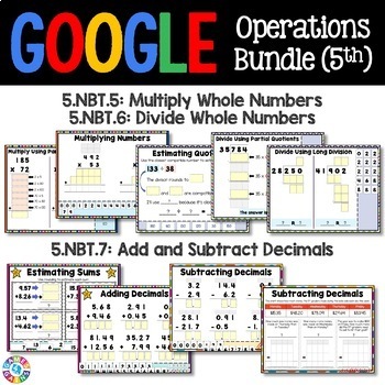5th Grade Google Classroom Math Activities Bundle {5.NBT.5, 5.NBT.6, 5