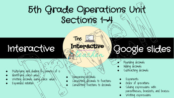 Preview of 5th Grade Math - Operations Unit (sections 1-4) - Interactive Google Slides