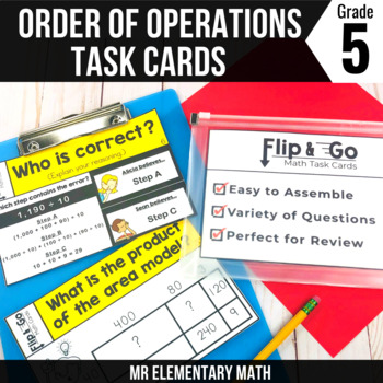 Preview of Order of Operations Task Cards - 5th Grade Math Centers
