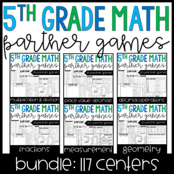 Preview of 5th Grade Math Partner Games and Activities Bundle