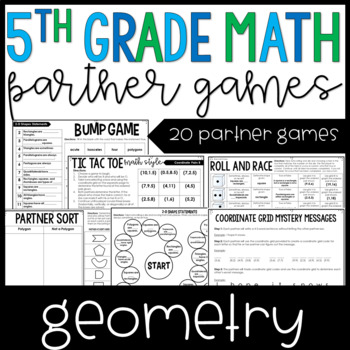 Preview of 5th Grade Math Partner Games | Geometry Partner Games