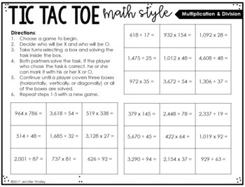 5Th Grade Math Partner Games | Multiplication And Division Math Games