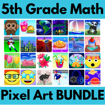 Preview of 5th Grade Math Pixel Art Full Year GROWING BUNDLE