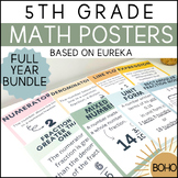 5th Grade Math Posters BOHO Bundle - FULL YEAR - Based on Eureka