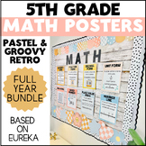 5th Grade Math Posters Bundle - PASTEL RETRO - FULL YEAR -